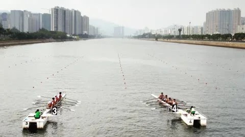 Rowing racing Stock Footage 10037740