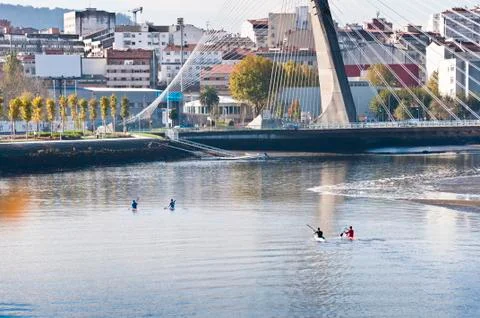 Rowing in the ria of Pontevedra Stock Photos