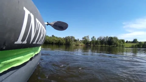 Rowing in a rubber kayak. Ukraine Stock Footage 196618580