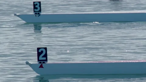 Rowing Shell Bows Waiting at Start Stock Footage 141204849