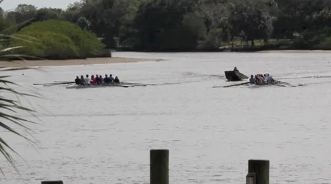 Rowing shells Stock Footage 34039744