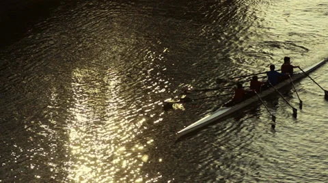 Rowing at sunset Stock Footage 34468666