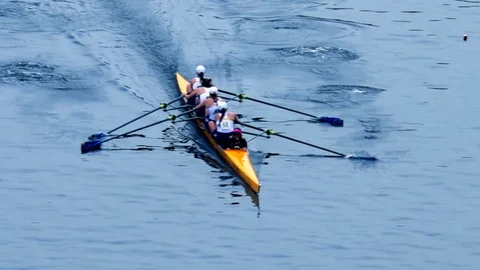 Rowing team - blurred slow motion Stock Footage 89764918