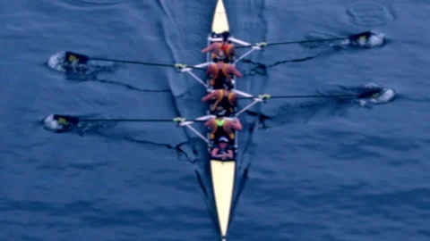 Rowing team - blurred slow motion Stock Footage 89765061