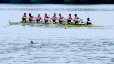 Rowing team - blurred slow motion Stock Footage 89765076