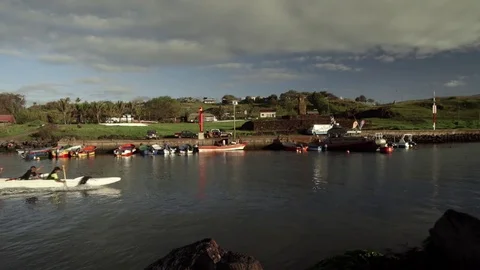 Rowing Team, Easter Island Stock Footage 77167812