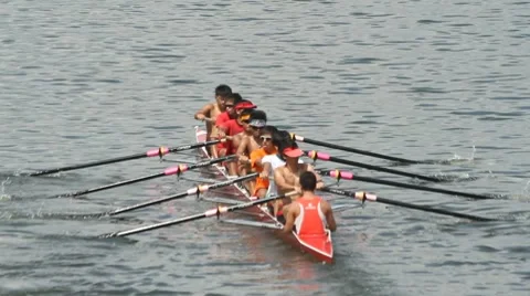 Rowing team Stock Footage 7749381