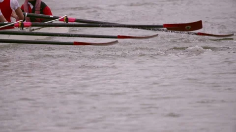 Rowing Team Oars Close-Up 14 Stock Footage 53050125