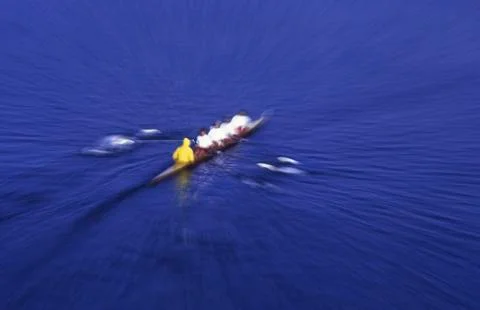 Rowing - team with optical zoom effect, British Columbia, Canada. Stock Photos