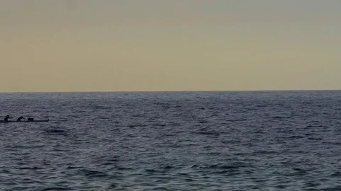 Rowing team paddle an outrigger canoe on the ocean Stock Footage 84782031