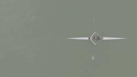 Rowing Top view of professional rower in racing boat, symbol of strength Stock Footage 319531135