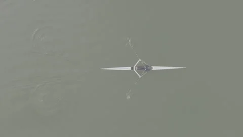 Rowing Top view of professional rower in racing boat, symbol of strength Stock Footage 319531183
