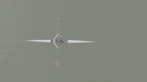Rowing Top view of professional rower in racing boat, symbol of strength Stock Footage 319532353