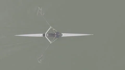 Rowing Top view of professional rower in racing boat, symbol of strength Stock Footage 319538307