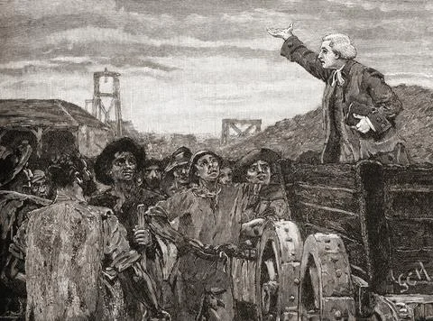 Rowland Hill Preaching To The Colliers In Kingswood, England In The 19th Century Stock Photos