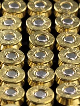 Rows of 45 caliber ammunition Stock Photos