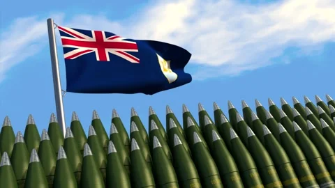 Rows of ammunition with  Anguilla flag Stock Footage 276355249