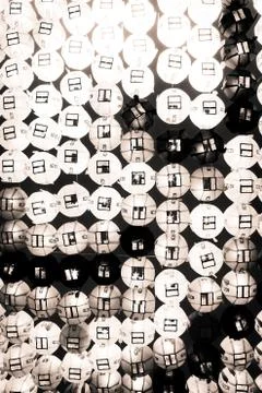 Rows and rows of illuminated Buddhist lotus lanterns 写真素材