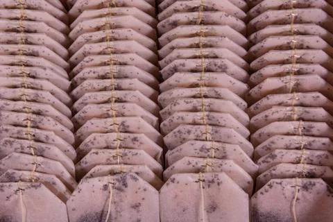 Rows of the arranged teabags for the background Stock Photos