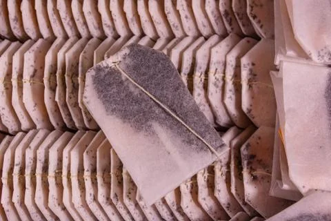 Rows of the arranged teabags for the background Foto stock