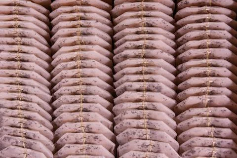 Rows of the arranged teabags for the background Stock Photos