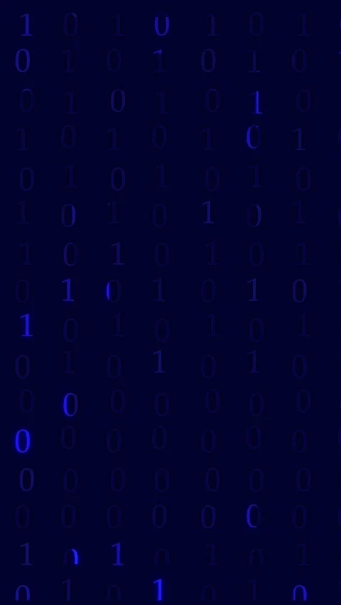 Rows of binary code digits scroll across a deep digital computer screen. Ma.. Stock Footage 345968197