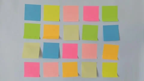 Rows of Blank Colorful Sticky Notes Stock Footage 340815460