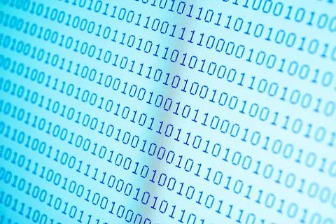 Rows of blue binary numbers Foto stock