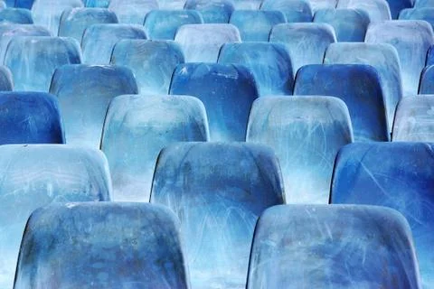 Rows of blue chairs Stock Photos