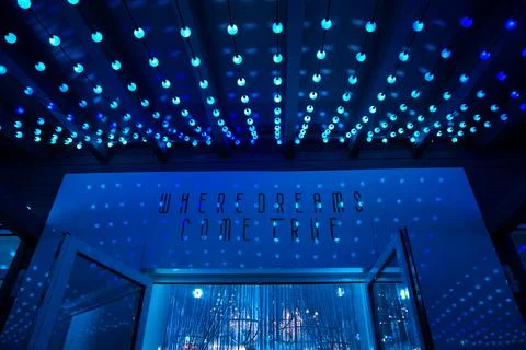 Rows of blue lamps Stock Photos