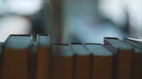 Rows of books in library slow motion Video stock 47006260