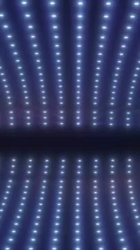 Rows of bright blue LED lights forming a futuristic tunnel with reflections.. Stock Illustration