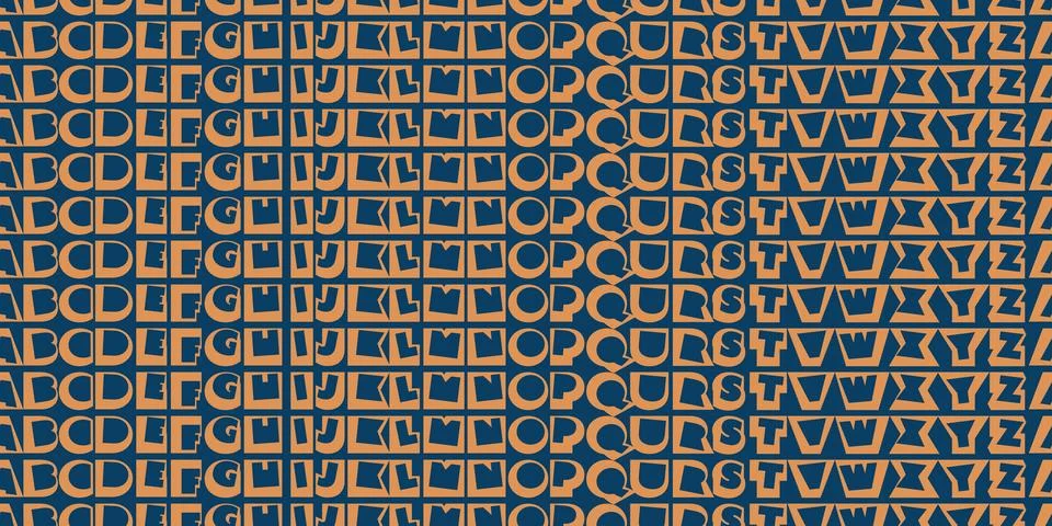 Rows of Brown Art Deco Style Bold Fonts, Letters of English Alphabet - Patt.. Stock Illustration