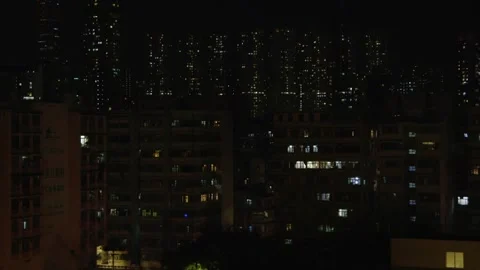 Rows of building, cityscape from mountain, people living, sleep Stock Footage 295924269