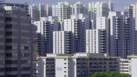 Rows of buildings, CU Stock Footage 201318299