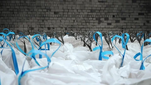Rows of Bulk Bags Stored Inside Industrial Warehouse. Stock Footage 346798380