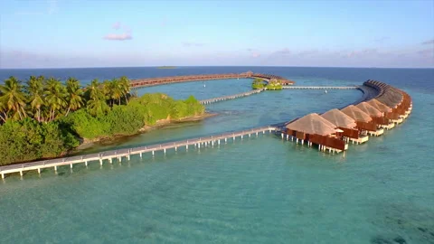 Rows of bungalows by the sea Stock Footage 136760448