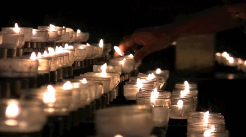 Rows of candles in a cathedral Stock-Footage 51915718