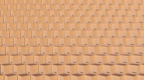 Rows cardboard boxes of parcels Stock Illustration