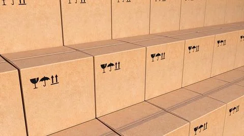 Rows cardboard boxes of parcels 스톡 일러스트