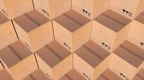 Rows cardboard boxes of parcels Illustrazione stock
