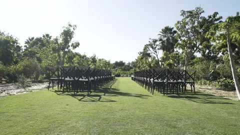 Rows of chairs prepared for a Wedding ceremony Vídeos de archivo 324803113