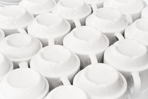 Rows of clean white upside down cups Stock Photos