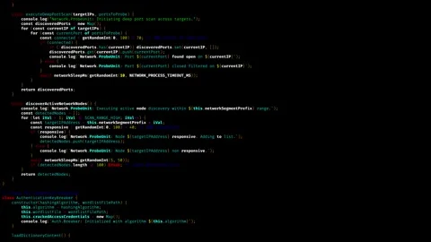 Rows of code of programming script and PASSWORD FOUND at the End on black Stock Footage 321978538