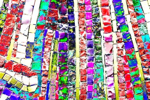 Rows of colorful mosaic texture, modified color. Stock Photos