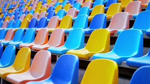 Rows of Colorful Stadium Seats Stock-Footage 340482932