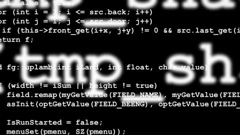 Rows of computer code disappearing in distance Stock Illustration