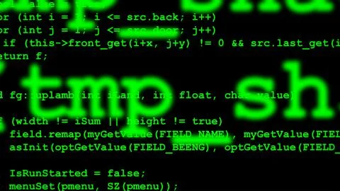Rows of computer code disappearing in distance Stock Illustration