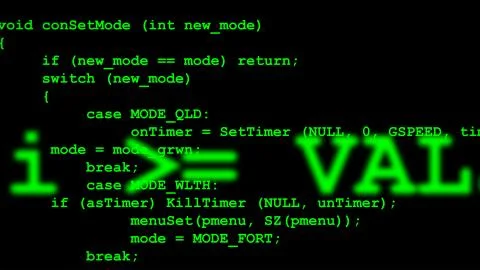 Rows of computer code disappearing in distance Stock Illustration
