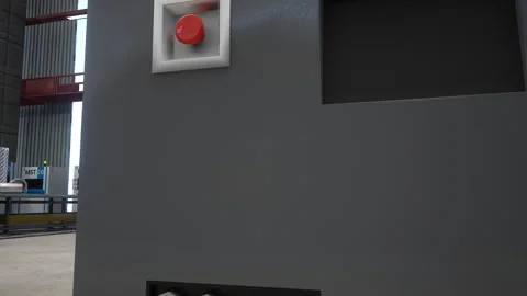 Rows of computerized machines in warehouse, 3D animation Stock Footage 271694741